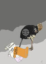 Cartoon: stuck in the declarations (small) by Zoran tagged pollution,earth,planet,globe,declarations,verbalism,stuck,ostrich