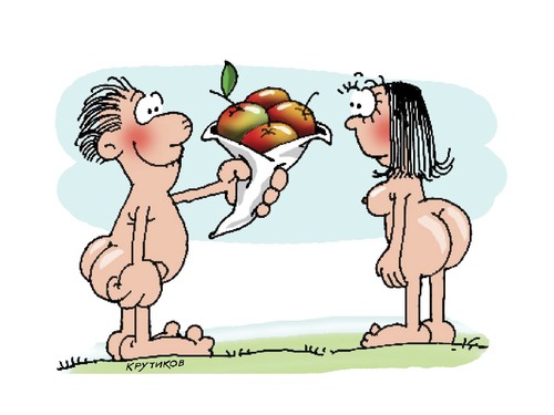 Cartoon: Adam and Eve (medium) by krutikof tagged feelings,friendship,love,family,postcard,heart,man,woman,greeting