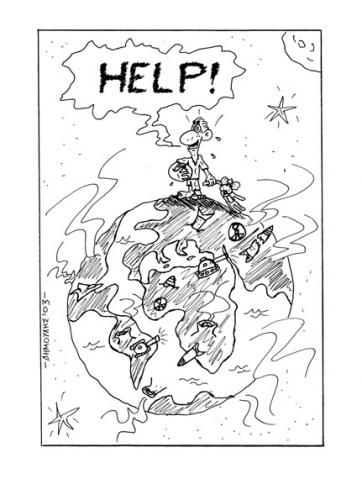 Cartoon: help (medium) by Dimoulis tagged war