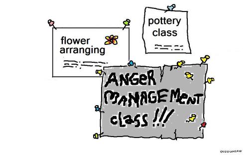 Cartoon: notice boards and stuff (medium) by ouzounian tagged classes,notices,noticeboards,angermanagement