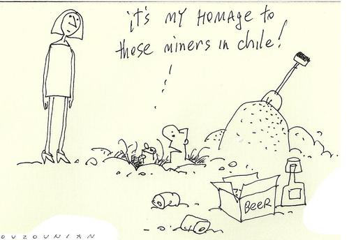 Cartoon: homages and stuff (medium) by ouzounian tagged drinking,homages,chilienminers
