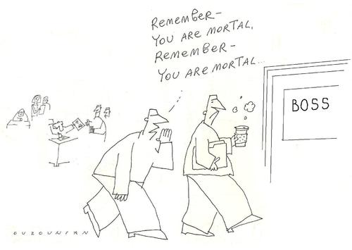 Cartoon: modern caesars end stuff (medium) by ouzounian tagged employees,office,boss,caesar