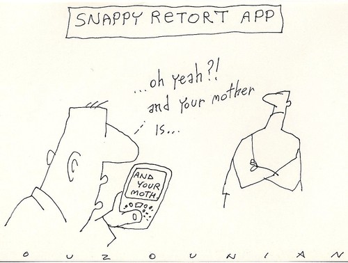 Cartoon: ouzounian (medium) by ouzounian tagged apps,smartphones,arguments,men,technology,electronics