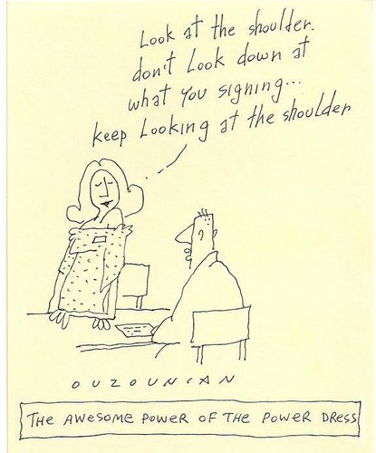 Cartoon: ouzounian (medium) by ouzounian tagged men,women,dress,negotiation,business,contracts