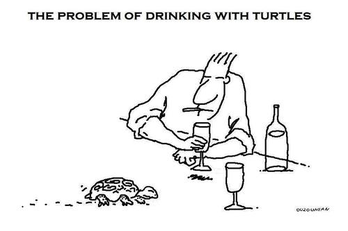 Cartoon: turtles and stuff (medium) by ouzounian tagged turtles,drinking,speed,party,company,friendship