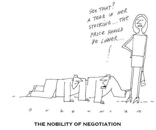 Cartoon: negotiations and stuff (medium) by ouzounian tagged women,men,negotiations,stockings