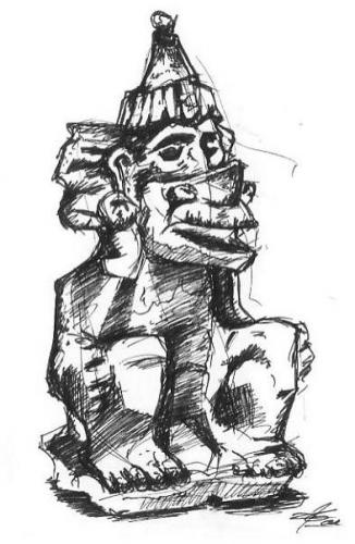 Cartoon: BTK Aufgabe (medium) by James tagged statue,sketch