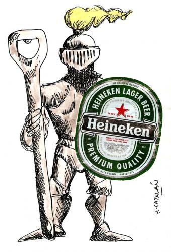 Cartoon: CABALLERO DE LA CERVEZA (medium) by HCATALAN tagged cerveza,beer,caballero,abrelatas,edadmedia