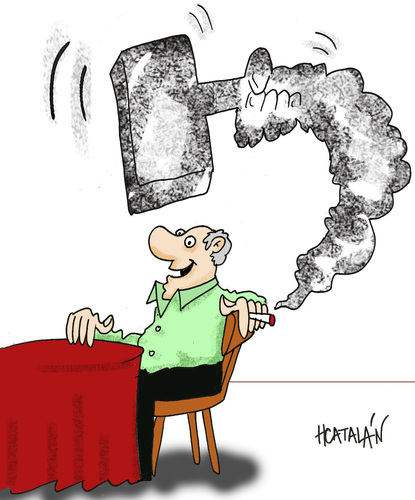 Cartoon: FUMADOR (medium) by HCATALAN tagged humo,cigarrillo,fumador,cancer,de,pulmon,apross,cordoba,argentina,catalan,hcatalan,nicotina,tabaco,cigarro,vicio