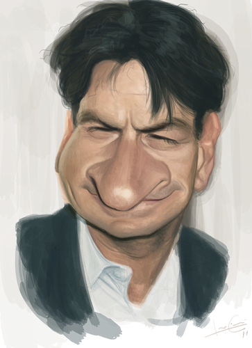 Cartoon: Charlie Sheen (medium) by ilustraguga tagged charlie,sheen,digital,illustration