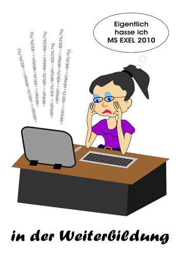 Cartoon: Lehrstoff  Funktionen in Exel (medium) by RiwiToons tagged exel,schreibkraft,lehrgang,weiterbildung,tabellenprogram,computer,pc