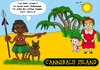 Cartoon: das Abendessen (small) by RiwiToons tagged kannibale hund buldogge pudel frau palmen insel sonne sonnenuntergang