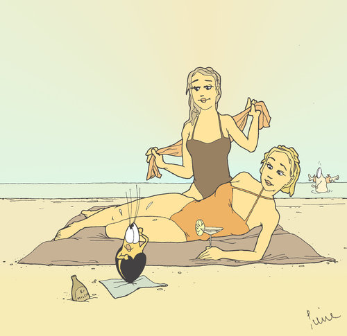 Cartoon: Strandmode (medium) by Pierre tagged badeanzug,monokini,bademode,baden,sonne,ameisenbär,schönheit,strand,sommer,muschel,miesmuschel