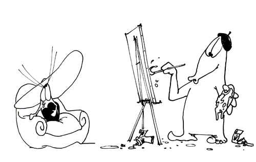 Cartoon: The daily mussel (medium) by Pierre tagged portrait,ameisenbär,künstler,miesmuschel,muschel