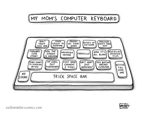 Cartoon: Moms Keyboard (medium) by a zillion dollars comics tagged technology,family,computers,aging,society,culture