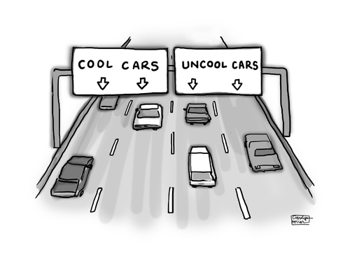 Cartoon: No Changing Lanes (medium) by a zillion dollars comics tagged transportation,travel,automobile,cars,status,vehicle