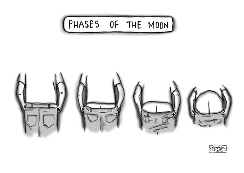 Cartoon: Phases of the Moon (medium) by a zillion dollars comics tagged nature,humans,time,nudity
