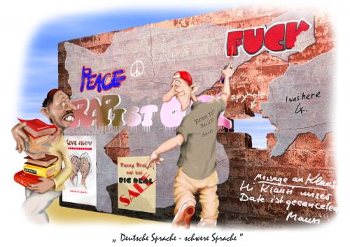 Cartoon: Deutsche Sprache (medium) by KryCha tagged deutsche,sprache,english,grafitti,cartoon,