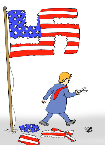 Cartoon: The USA (medium) by Vejo tagged trump,usa,america,president,fascism,narcissist,dictator,dangerous,democracy,criminal