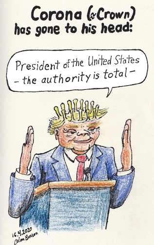 Cartoon: Absolute President (medium) by Alan tagged absolute,president,trump,corona,coronavirus,crown,covid19