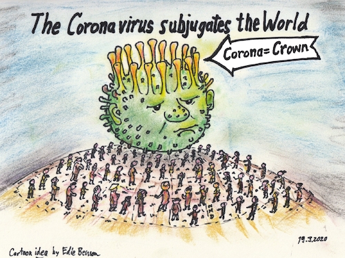 Cartoon: Corona subjugates world (medium) by Alan tagged corona,virus,subjugate,world,crown