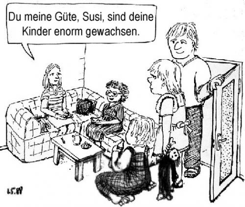 Cartoon: Kinder wachsen (medium) by Alan tagged kinder,wachstum,wachsen,susi,children,grow,family,familie,