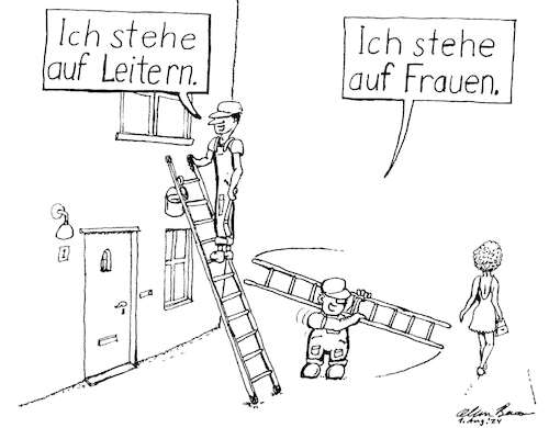 Cartoon: Leiter (medium) by Alan tagged leiter,stehen,frauen,maler,slapstick