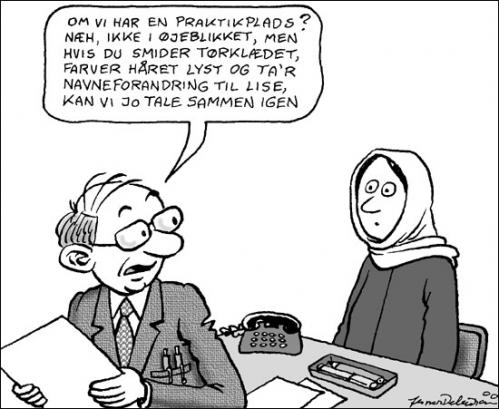Cartoon: How to get a job. (medium) by deleuran tagged jobs,muslims,religion,work