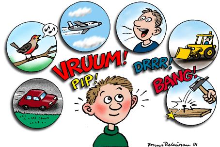 Cartoon: Sounds (medium) by deleuran tagged children,sounds,noises,birds,cars,planes,machines,