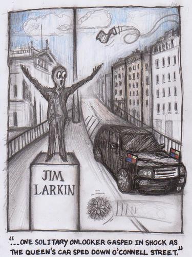 Cartoon: Larkin looks on... (medium) by Tox Aven tagged ireland,dublin,larkin