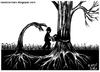 Cartoon: Roots (small) by Raoui tagged tree,arbre,woods,foret,destruction,ecology,ecologie,nature,environment,plante,couper,cut,scie