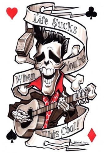 Cartoon: Elvis skeleton (medium) by spot_on_george tagged elvis,presley,skeleton,caricature