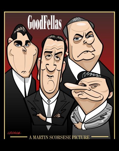 Cartoon: GoodFellas (medium) by spot_on_george tagged goodfellas,robert,deniro,ray,liotta,joe,pesche,caricature