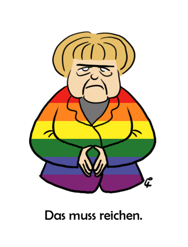 Cartoon: Das muss reichen (medium) by elke lichtmann tagged merkel,cdu,rainbow,flag,homosexual,gay,lesbian,transgender,marriage