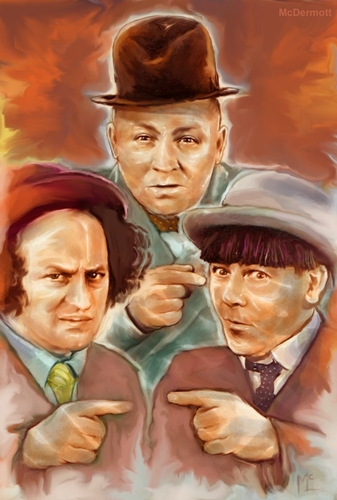 Cartoon: The Three Stooges (medium) by McDermott tagged babe,curly,moe,shemp,comedy,3stooges