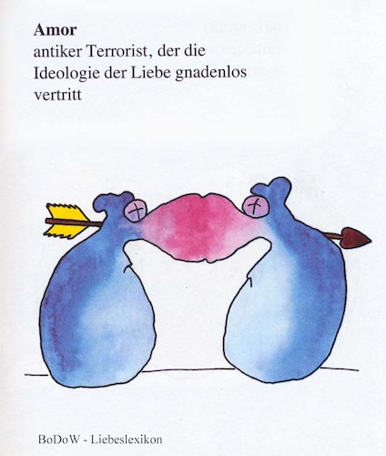 Cartoon: Amor -Lexikon der Liebe (medium) by BoDoW tagged lexikon,der,liebe,amor,pfeil,paar,beziehung,zusammen