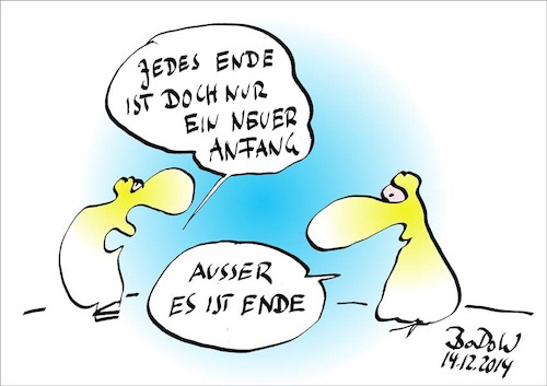 Cartoon: Anfang und Ende (medium) by BoDoW tagged anfang,ende,zauber,inne,wohnt,neuer