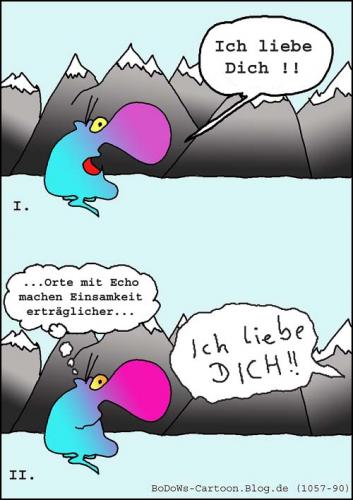 Cartoon: Einsame Liebe (medium) by BoDoW tagged alpen,berge,liebe,echo,einsamkeit