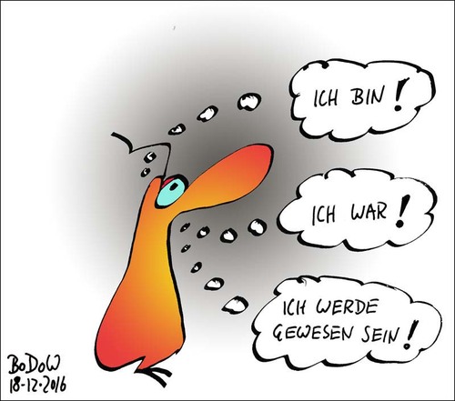 Cartoon: Grammatik des Lebens (medium) by BoDoW tagged sein,existenz,leben,tod,vergehen,ende