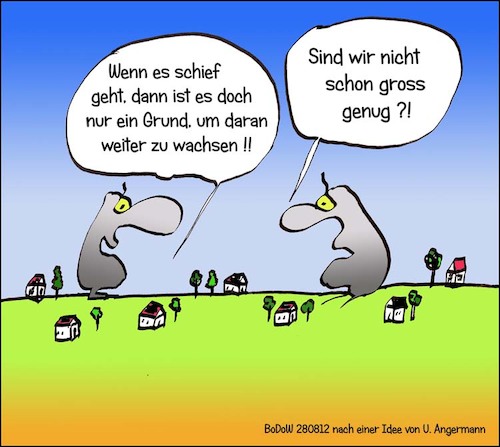 Cartoon: Grenzen des Wachstums? (medium) by BoDoW tagged wachsen,fehler,lernen,grösser,grenzen,schief,gehen,kommunikation