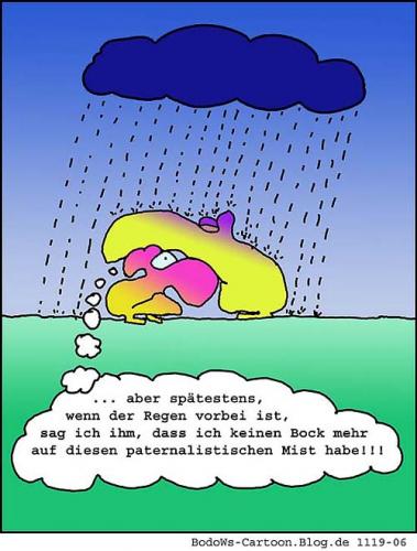Cartoon: Paternalistischer Mist (medium) by BoDoW tagged sorge,unabhängigkeit,besorgt,schützen,schutz,regen,später,macht,eltern,pubertät,selbsständig,mist,paternalistisch