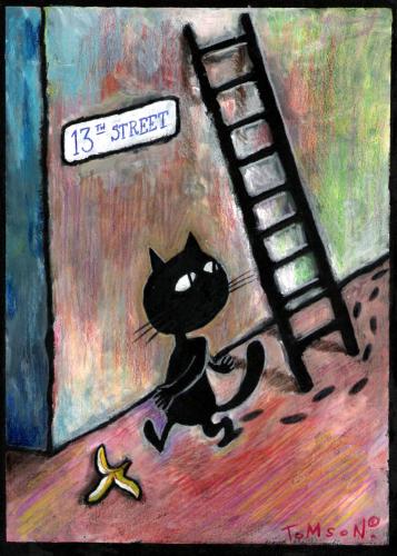 Cartoon: - (medium) by to1mson tagged cat,katze,kot,leiter,ladder,drabina,13