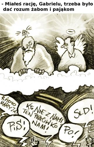 Cartoon: - (medium) by to1mson tagged politics,polityka,gabriel,god,gott,bog