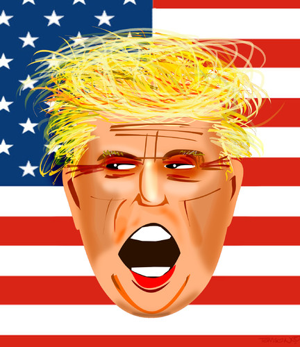 Cartoon: Donald Trump (medium) by to1mson tagged donald,trump,usa,election,wahl,wybory