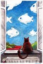 Cartoon: looking... (small) by to1mson tagged cat katze kot window fenster okno