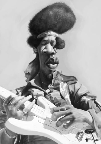 Cartoon: Caricatura Jimi Hendrix (medium) by manohead tagged manohead,caricatura,caricature,jimi,hendrix