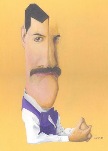 Cartoon: Freddie Mercury (medium) by manohead tagged caricatura,caricature,manohead
