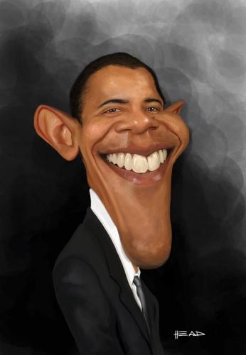 Cartoon: Obama (medium) by manohead tagged caricatura,caricature,manohead