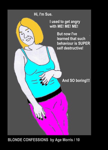 Cartoon: AM - Get Angry with Yourself (medium) by Age Morris tagged agemorris,blonconfessions,blondeconfessions,sue,getangry,selfdestructive,therapy,soboring,cosmogirl,younggirl,behavior,behaviour,badgirl,girlpower