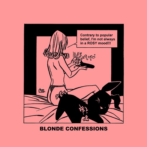 Cartoon: Blonde Confessions -  Rosy Mood! (medium) by Age Morris tagged tags,victorzilverberg,atomstyle,blondeconfessions,agemorris,aboutloveandlife,dumbblonde,hotbabe,mood,rosy,rosymood,popular,popularbelief,always